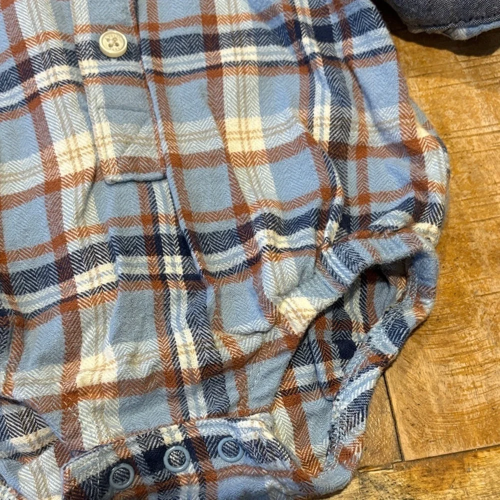 Oshkosh Baby Boy Flannel Shirt Onesie 9m